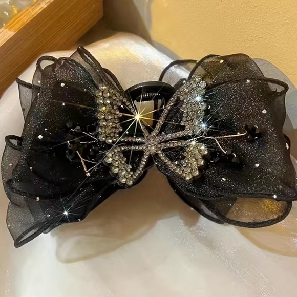 Black hair bow clip NWT - Picture 5 of 8